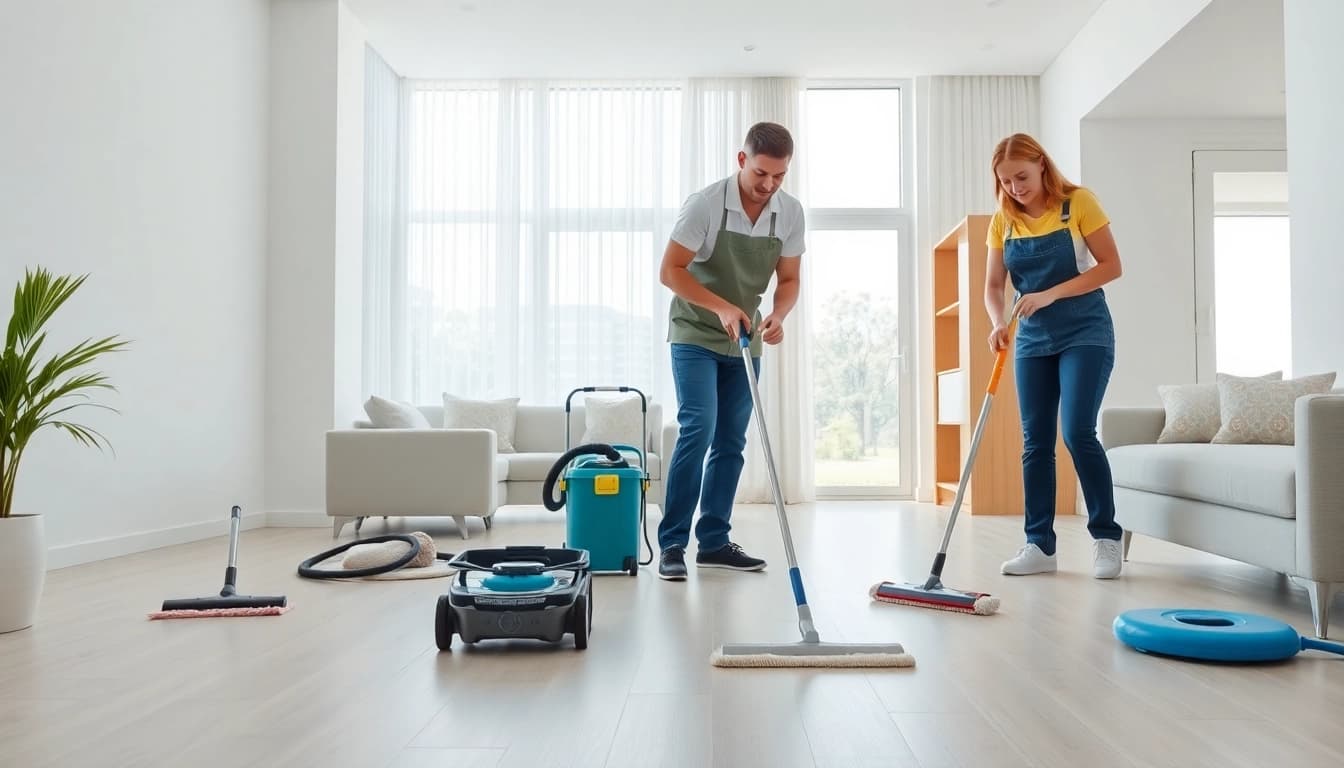 Thorough bond cleaning Brisbane service with professional cleaners ensuring quality results in a bright apartment.
