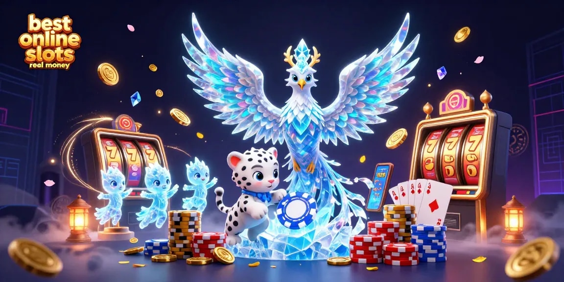 Experience the best online slots real money with dazzling slot reels and vibrant casino elements.