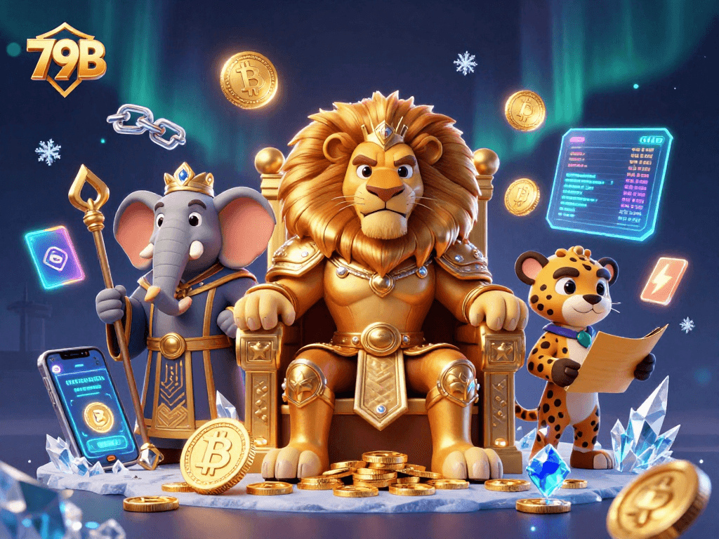 Aposte como um rei no 79B com essa ilustração 3D repleta de diversão, moedas de cripto e ação!