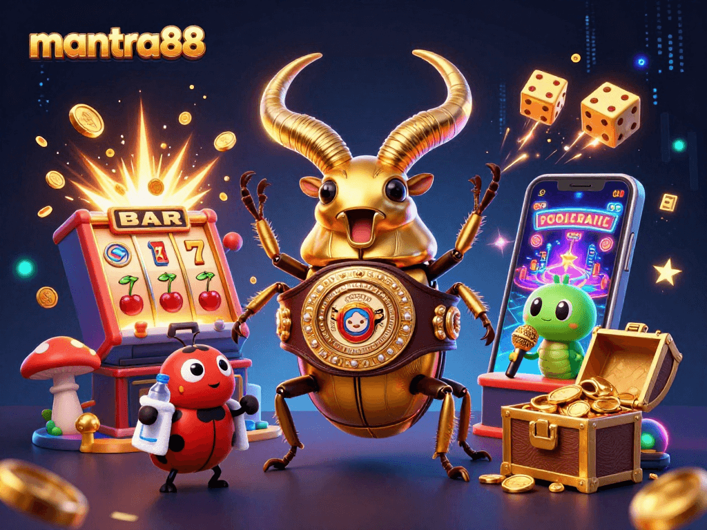 Experience mantra88 with the dynamic energy of 3D gambling characters and exploding slot machines.