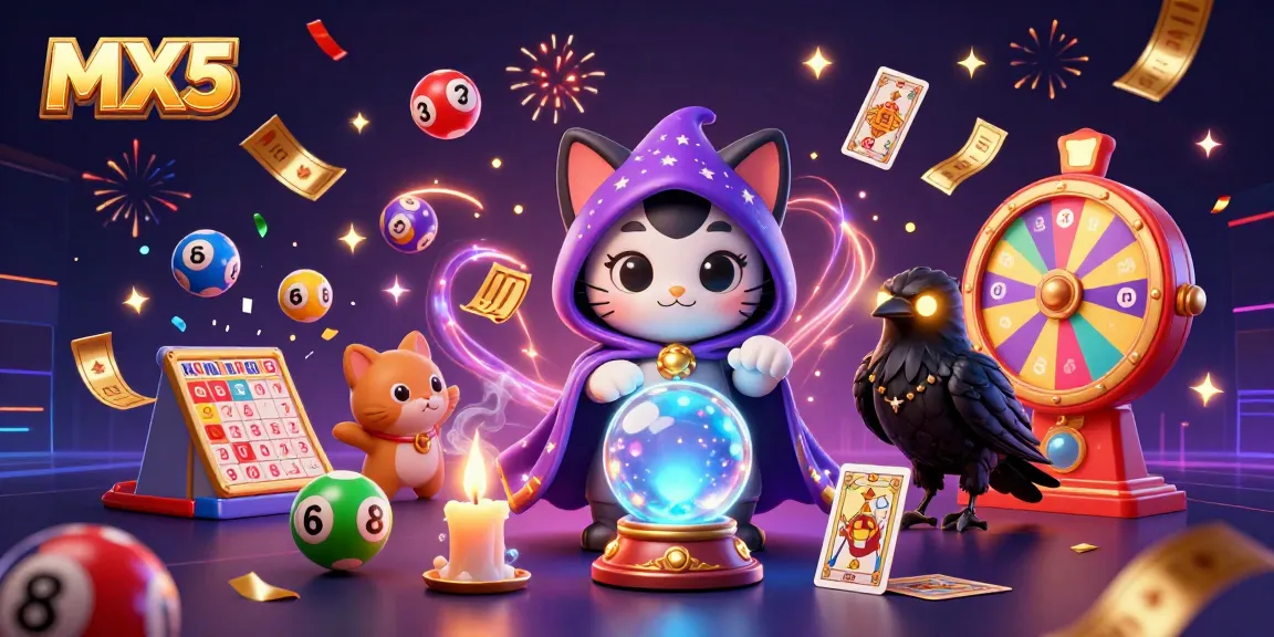 Experience the excitement of MX5 with a vibrant illustration showcasing casino elements and mystical characters.