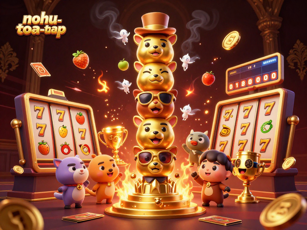 Experience the thrill of nohu-toa-thap with dynamic slots, sparkling gold, and vibrant characters.