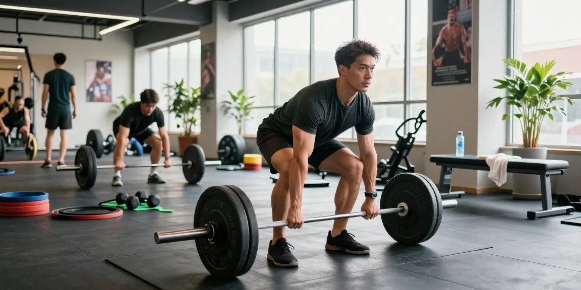 Pharmaqo shop athlete training hard with deadlifts in a modern gym setting, showcasing fitness dedication.