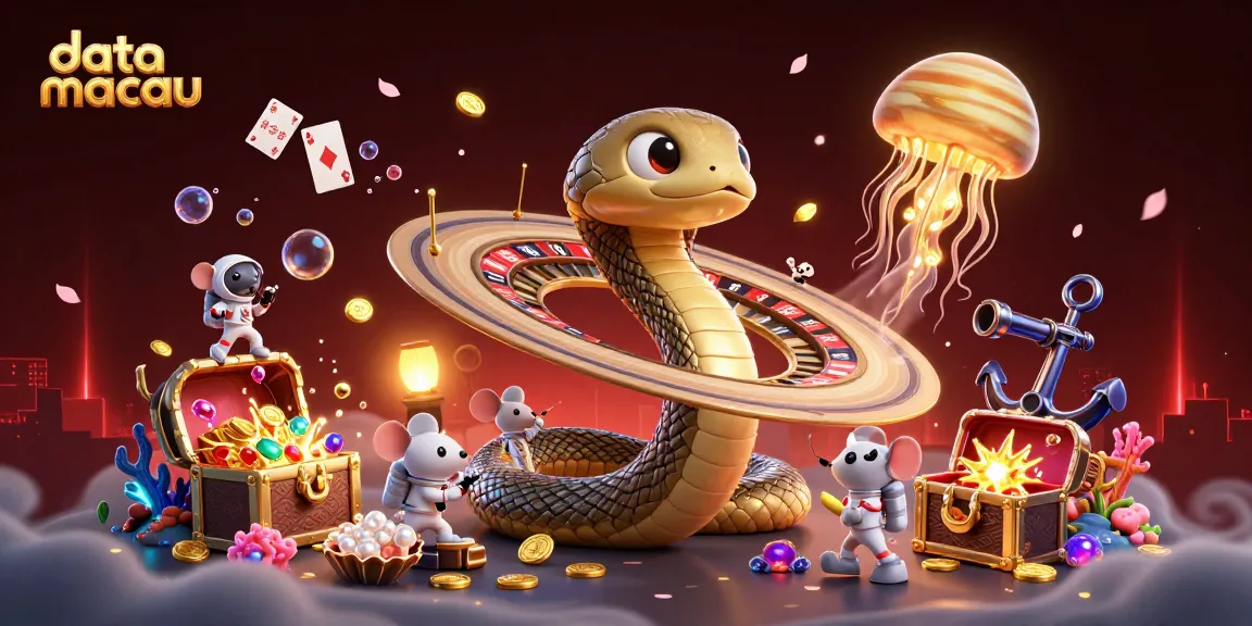 Engage with data macau's vibrant casino scene featuring 3D cartoon characters in a dynamic cosmic setting.