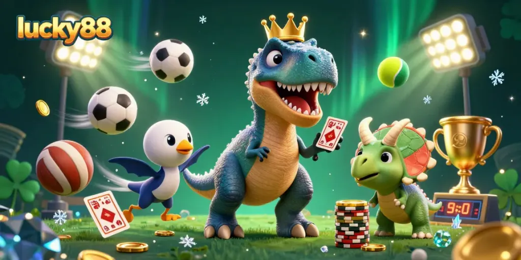 Win big with lucky88 at a vibrant casino scene featuring engaging casino characters and dynamic elements.