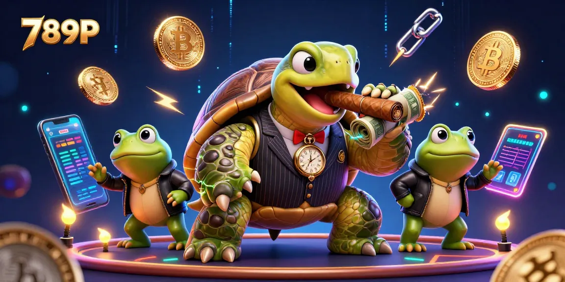 Experience the exciting world of 789P with a vibrant 3D casino scene featuring unique characters and cryptocurrency elements.