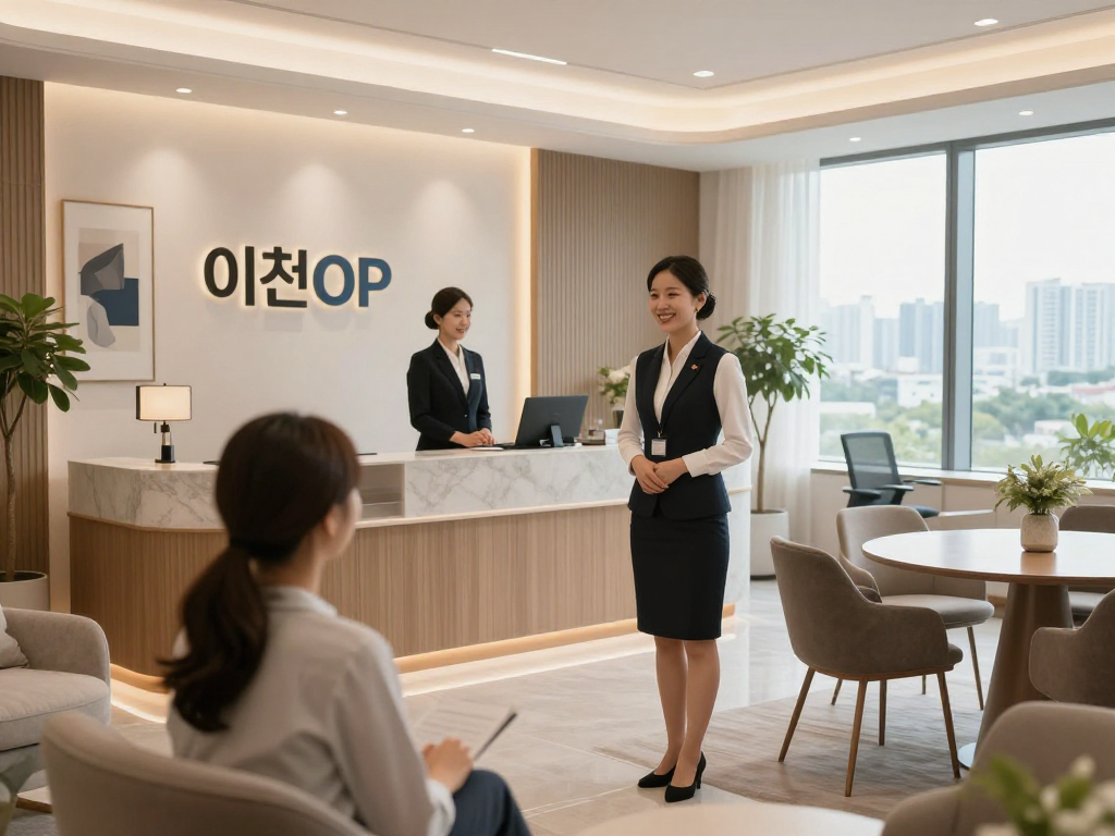 이천OP 고품질 오피스텔에서 전문 상담을 받는 모습