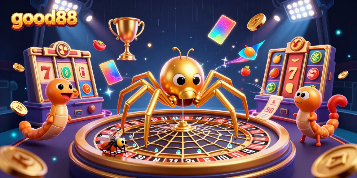 Place bets at good88 with excitement, featuring a dramatic illustration of a roulette wheel.