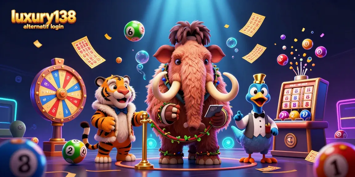 Mengakses luxury138 alternatif login dengan bouncer mammoth dan tamu VIP sambil menikmati suasana festival perjudian.