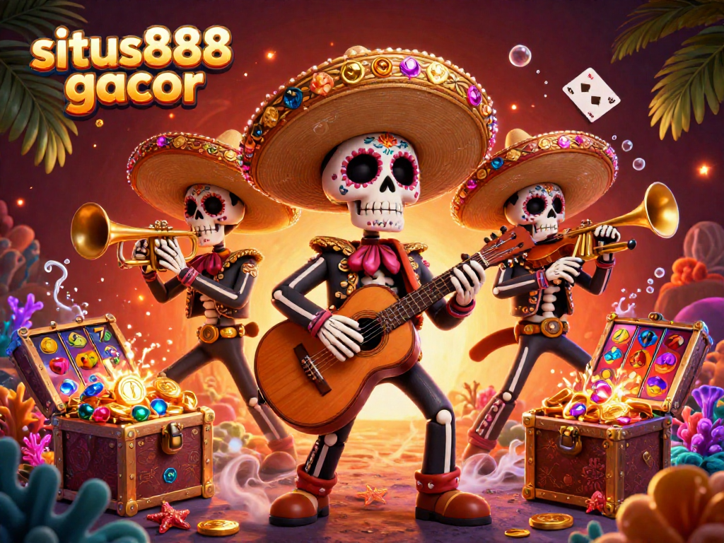 Engage with situs888 gacor by spinning vibrant slot reels with a lively Day of the Dead mariachi band.