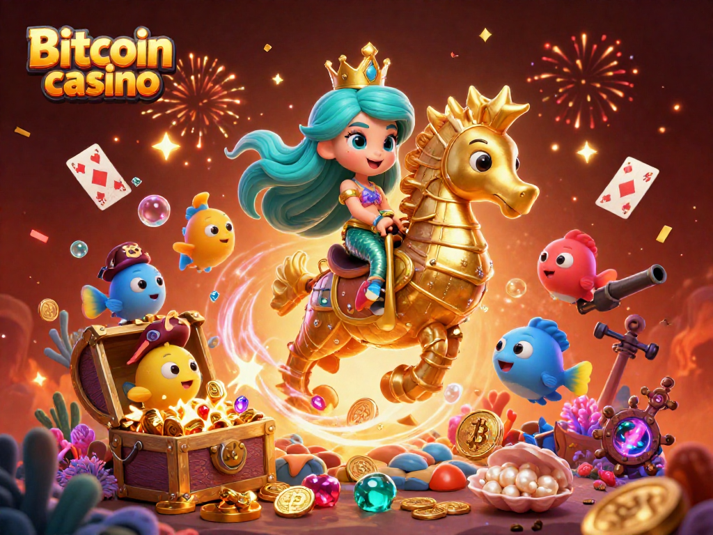 Plongez dans le monde captivant du Bitcoin casino avec cette illustration dynamique de personnages marins enjoués.