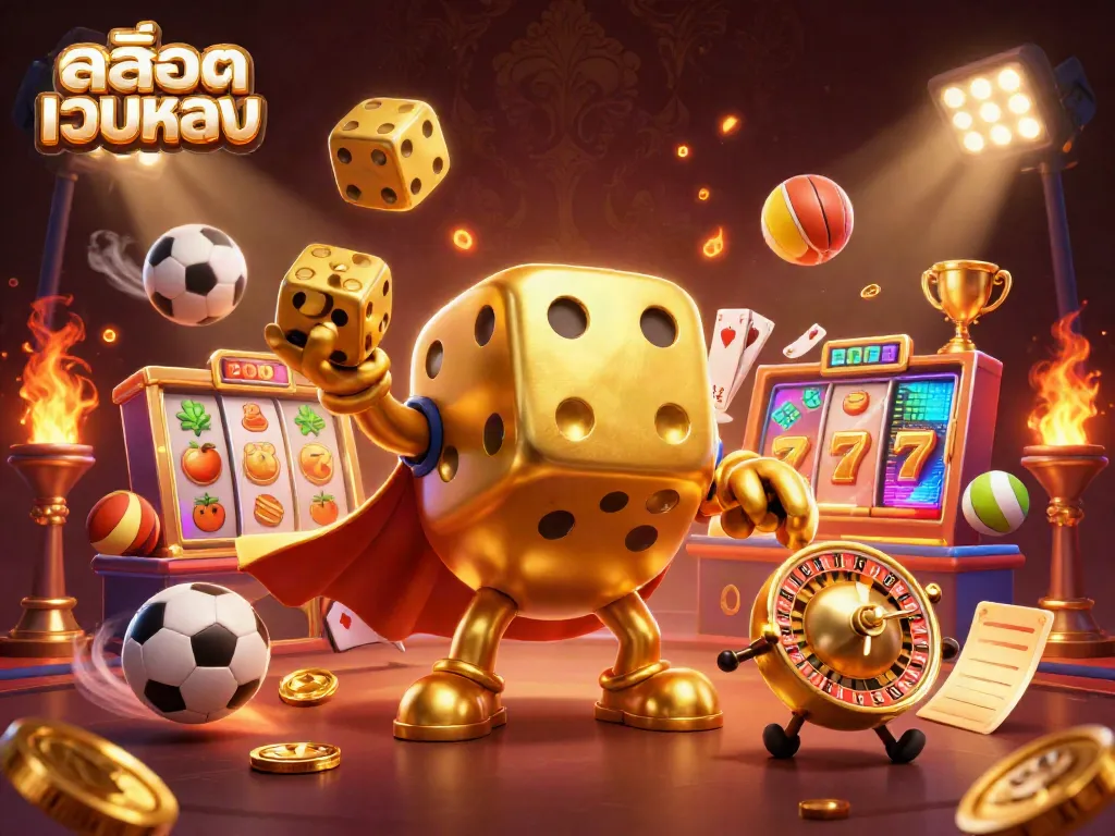 Engage with สล็อตเว็บตรง through this vibrant 3D illustration showcasing dynamic slot elements and gaming excitement.
