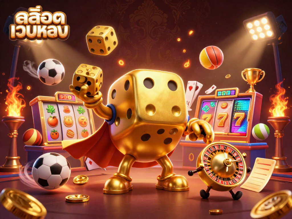 Engage with สล็อตเว็บตรง through this vibrant 3D illustration showcasing dynamic slot elements and gaming excitement.
