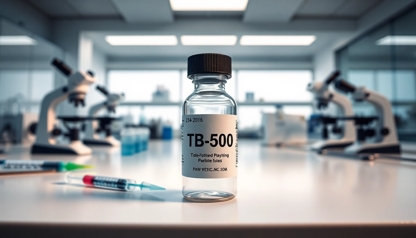 Explore how much is a tb peptide with a detailed view of TB-500 vial and lab equipment.