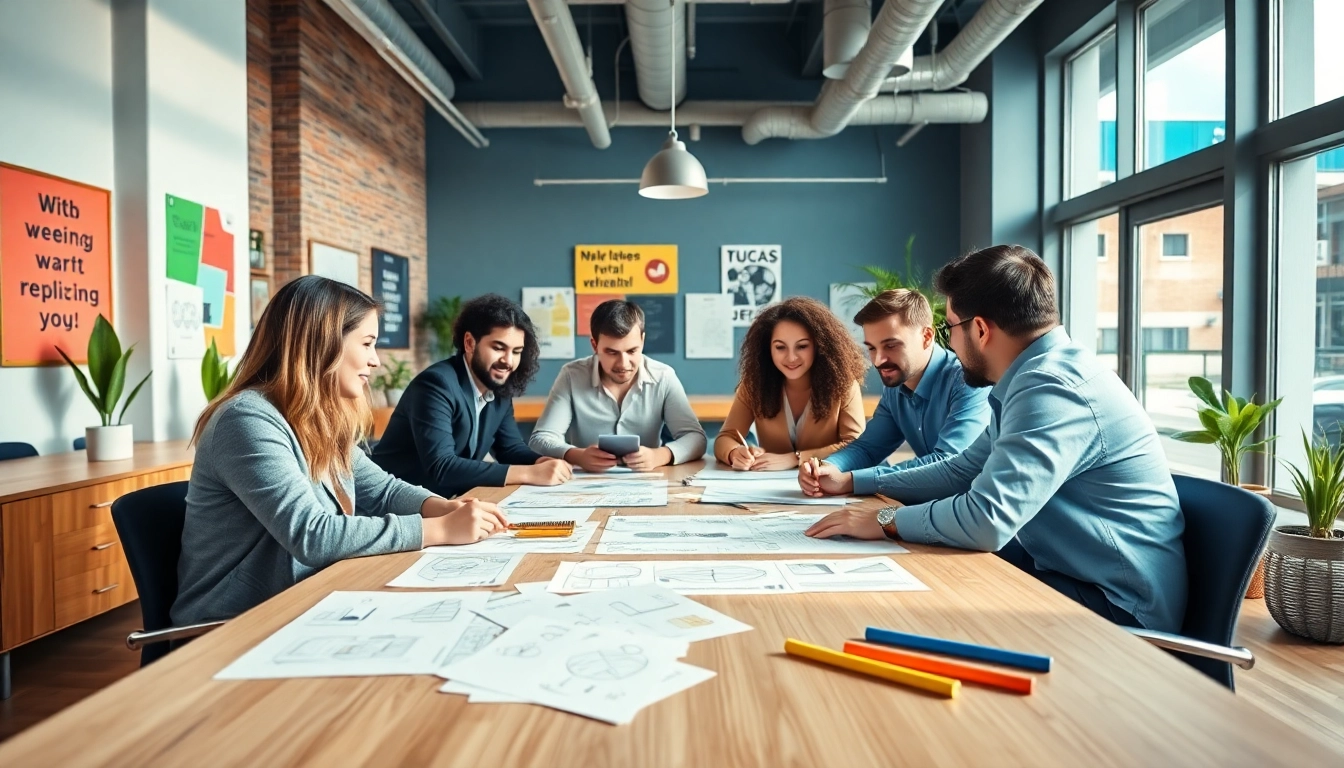 Creative team in a bright Edmonton studio, showcasing web design edmonton innovation and collaboration.