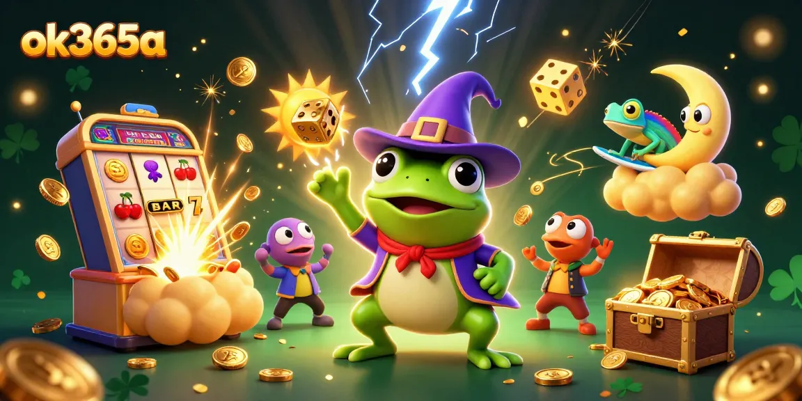 Experience the thrill of winning with ok365a's vibrant 3D casino illustration showcasing dynamic game elements.