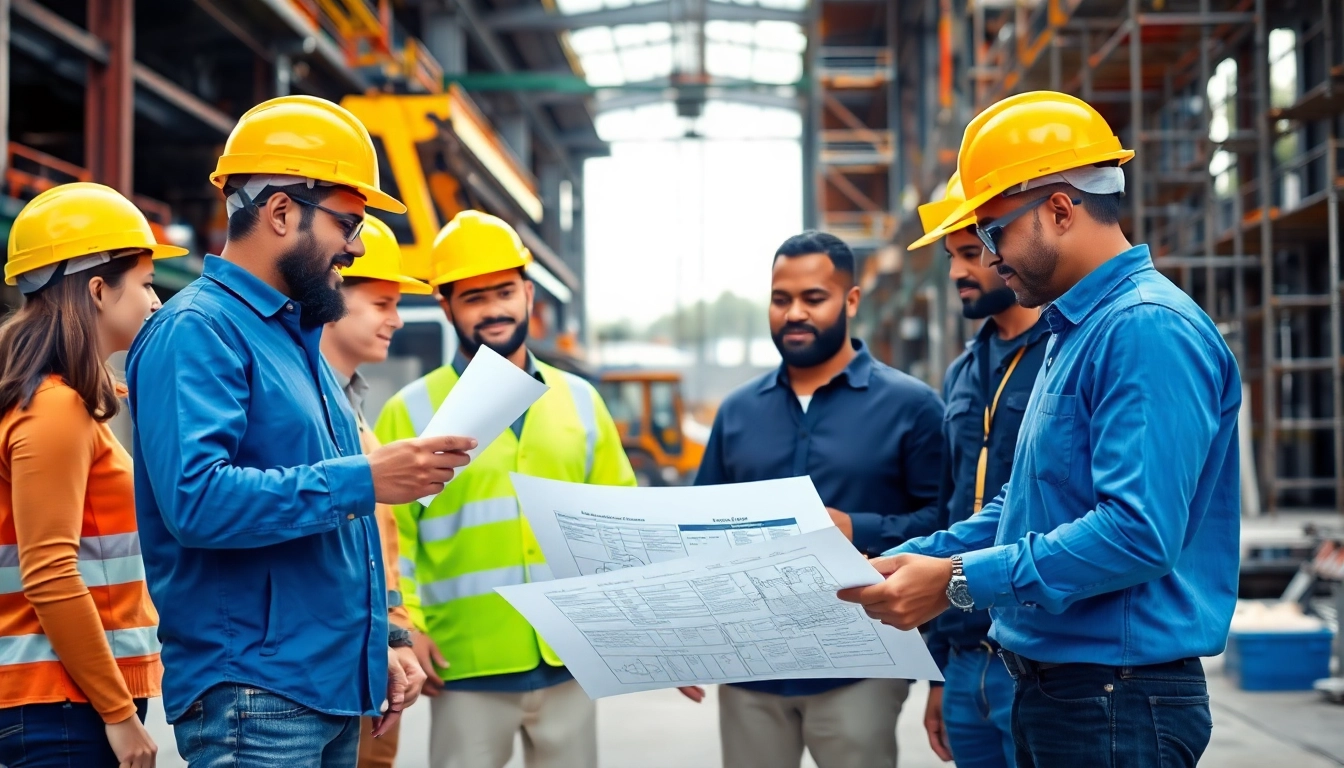 Workers collaborating on a colorado project labor agreement in a vibrant construction environment.
