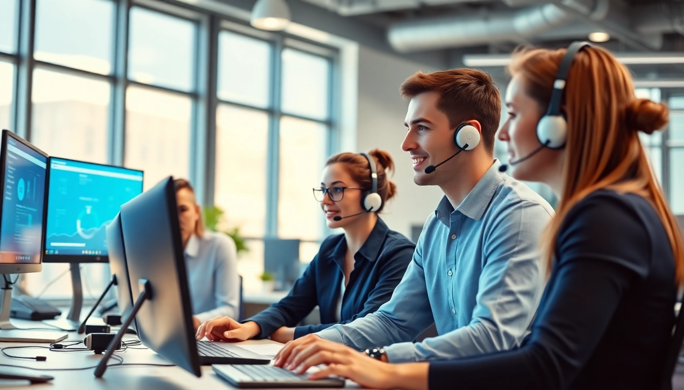 Engaging IT helpdesk services London showcasing professional support staff in a modern office setting.