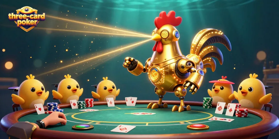 Engage in three-card-poker action with vibrant characters in a dynamic casino setting.