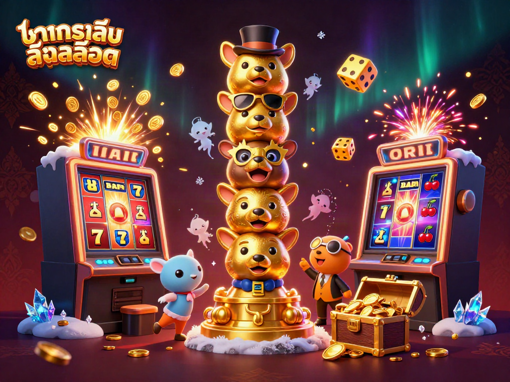 ทดลองเล่นสล็อต ในภาพกราฟิกสุดล้ำ ที่มีสล็อตแมชชีนระเบิดเป็นเหรียญทองคำ