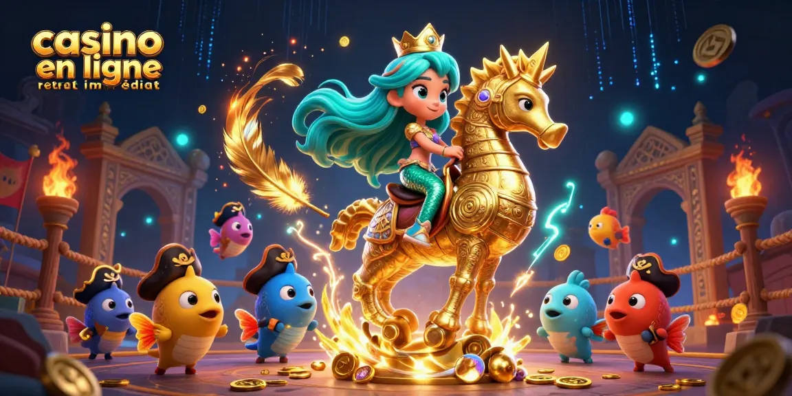 Expérimentez le casino en ligne retrait immédiat avec une princesse sirène et ses compagnons colorés.