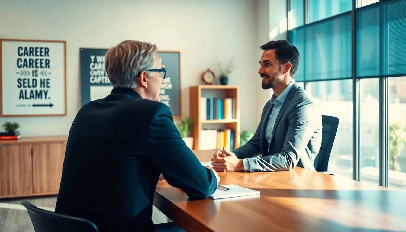 Engaging session in career coaching between a client and professional coach.