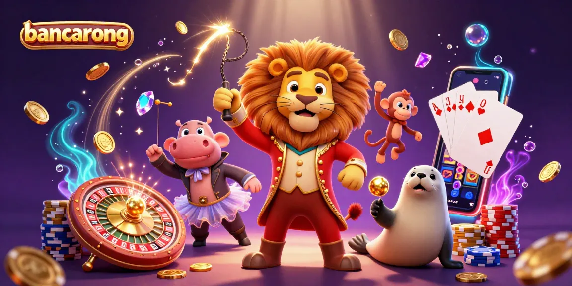 Bancarong offers thrilling casino excitement with lively characters and games represented in a vibrant, dynamic illustration.