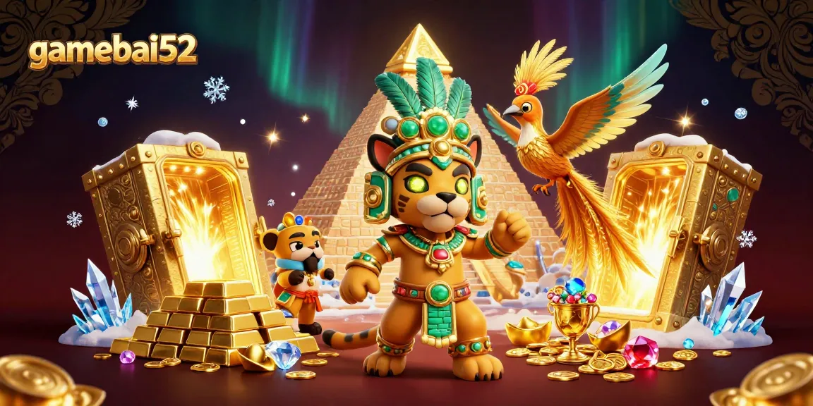Experience thrilling gameplay at gamebai52 with a vibrant Mayan casino scene full of treasures.