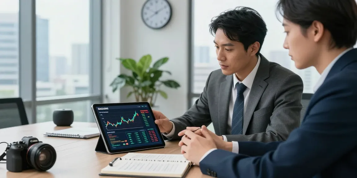 Consultant discussing NAGA2000 investment strategies with a client in a modern office.