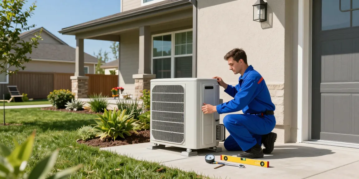 Air Conditioner Install Calgary - technician installing a central AC unit in a residential setting, demonstrating professional service.