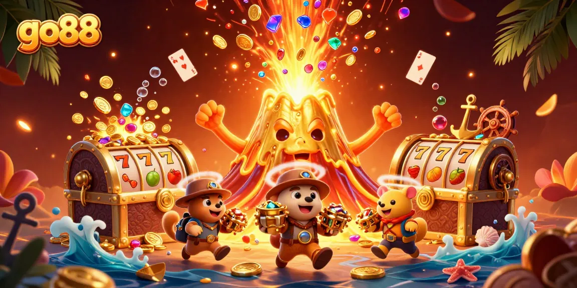 Experience the thrill of go88 with a vibrant casino scene showcasing treasure and excitement.