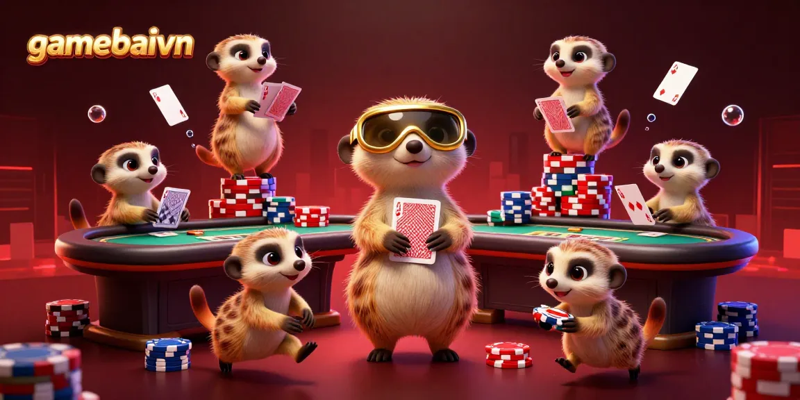 Engage in high-stakes poker at gamebaivn with exciting meerkat characters in action.