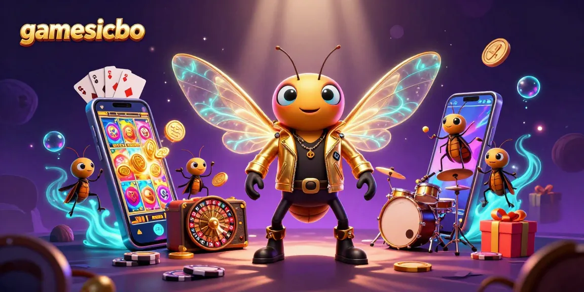 Experience the excitement of gamesicbo with a stylish cicada rock star in a vibrant casino scene.
