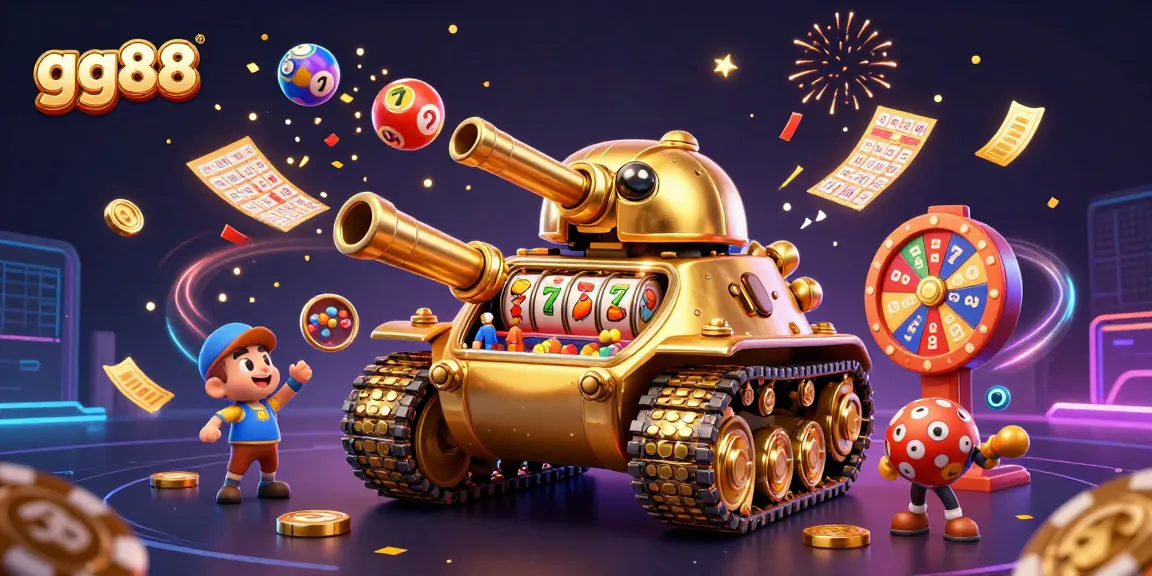 Experience exciting jackpots at gg88 with a vibrant scene of a golden beetle tank casino.