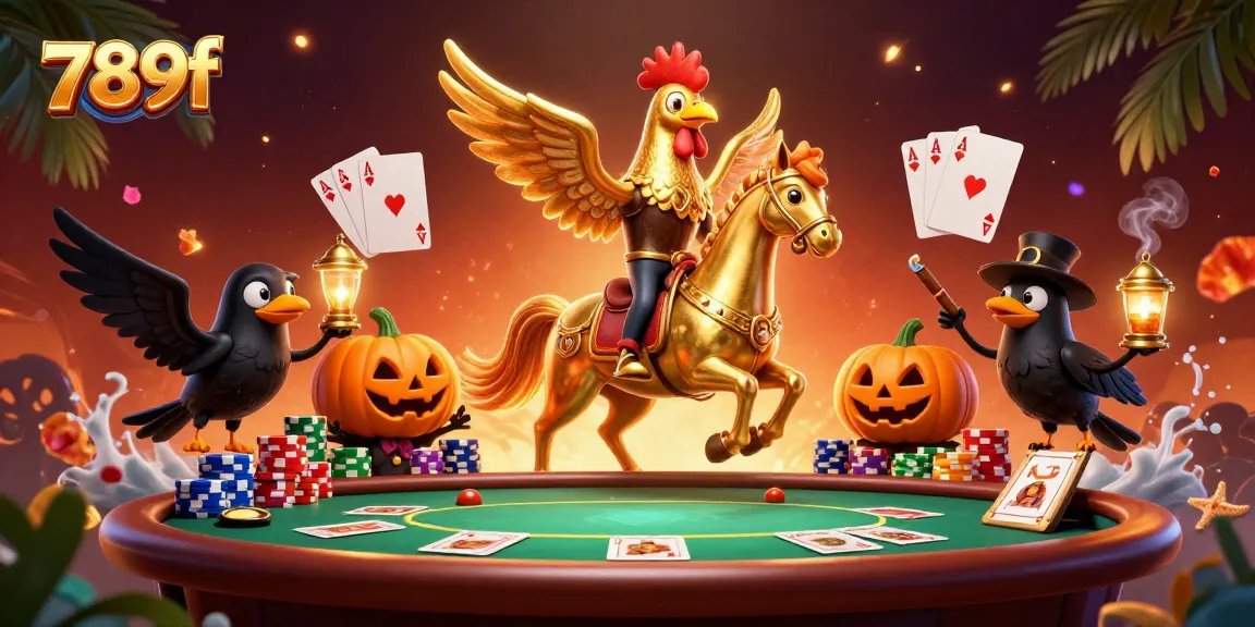 Experience the thrill of 789f with a golden rooster in a vibrant casino scene.