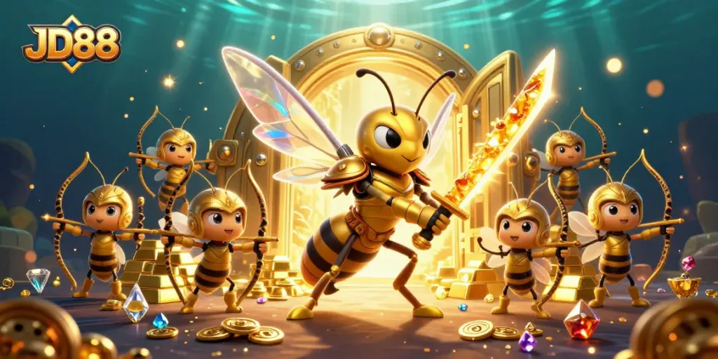 Experience the excitement of JD88's vibrant gaming universe with dynamic characters in a stunning 3D illustration.