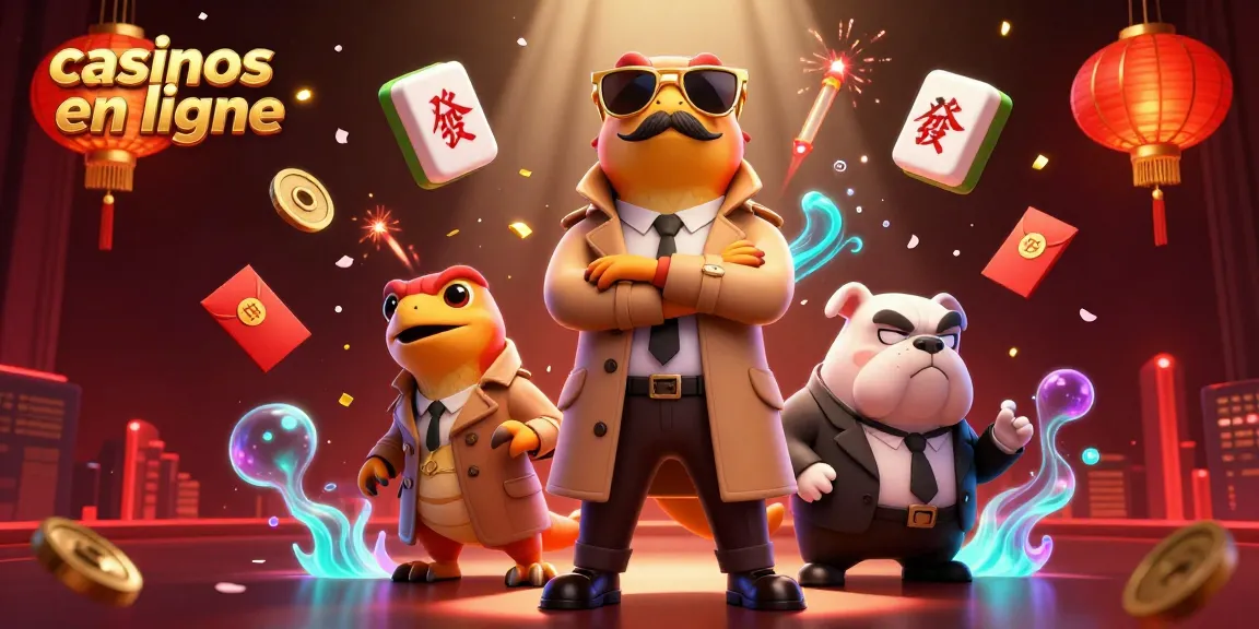 Illustration 3D d'un casino en ligne avec des raptors dans un trench coat, approchant un salon VIP.