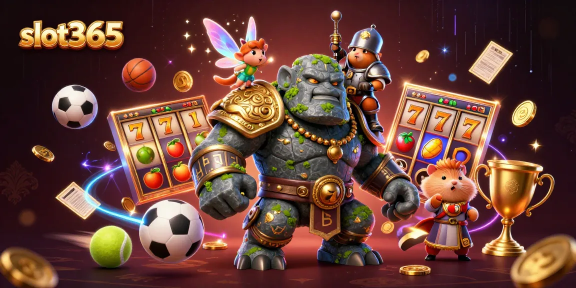 Experience exciting jackpots with slot365's captivating 3D illustration featuring magical characters and vibrant elements.
