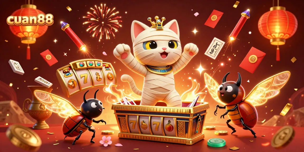 Experience cuan88 excitement with a 3D illustration showcasing vibrant casino action and gaming fun.