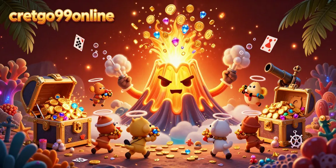 Experience the thrill of winning at cretgo99online with vibrant 3D visuals of jackpots and treasures.