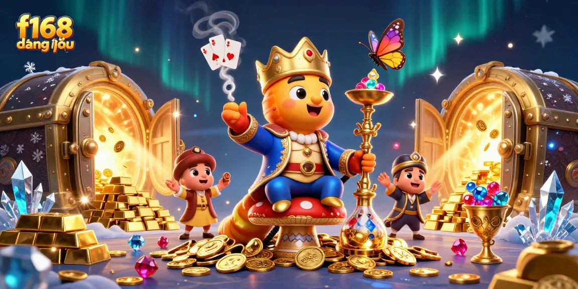 Experience f168 đăng nhập, a vibrant online casino scene with immersive characters and rich treasures.