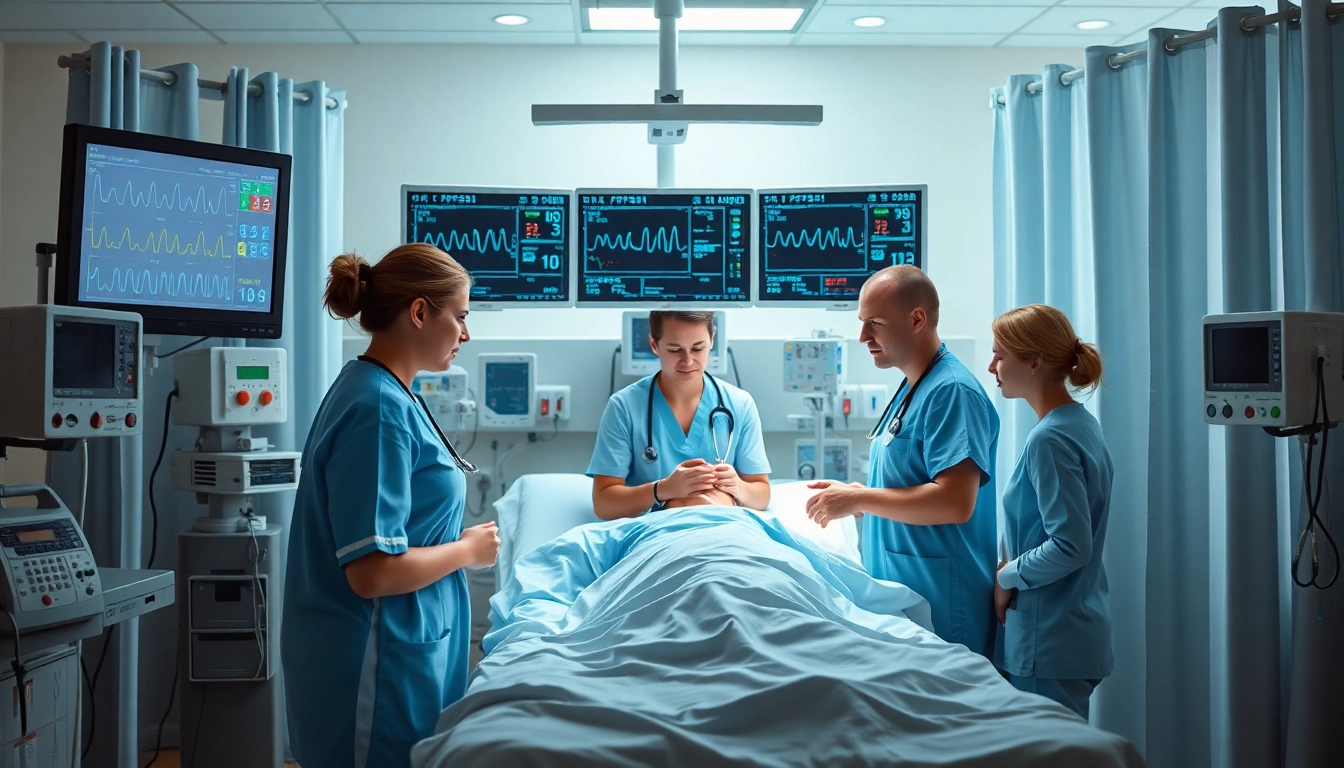 Healthcare professionals providing critical care in an Intensive Care Unit (ICU) environment.