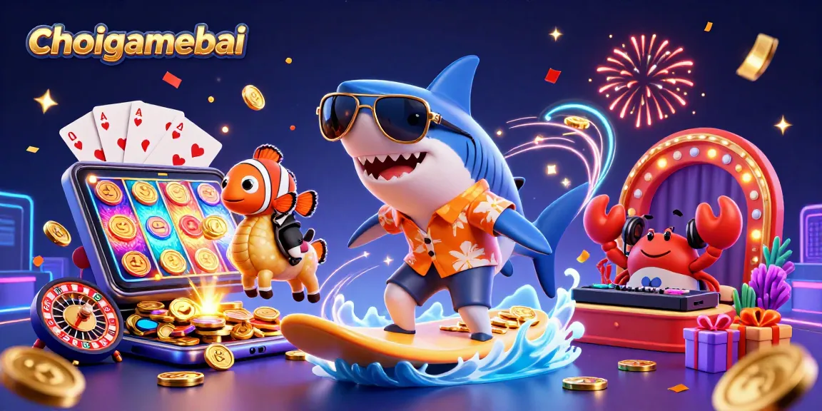 Join the fun with choigamebai as you surf golden coins in a vibrant casino world!