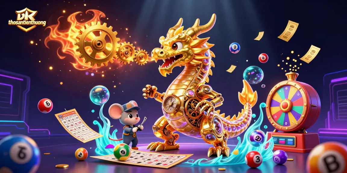 Engage in thrilling gameplay with the thosantienthuong golden dragon in a dynamic 3D casino scene.