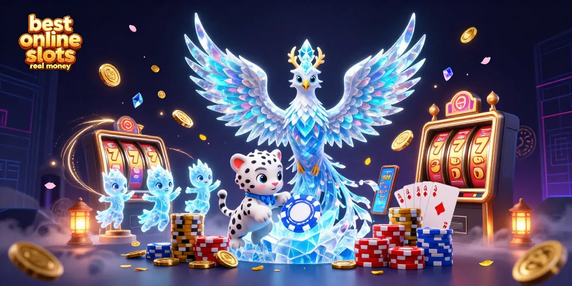 Experience the best online slots real money with dazzling slot reels and vibrant casino elements.
