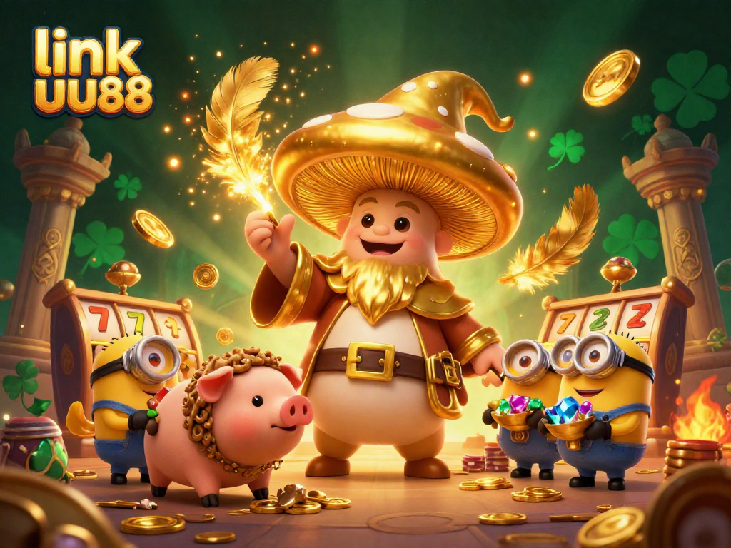 Engage with exciting casino adventures on link uu88 in a magical 3D illustration featuring golden treasures.